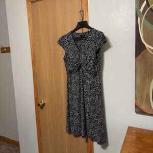 Tahari A.S.L Size 12 w/Abstract Floral Print Cap Sleeve Mid-Calf A-Line Dress